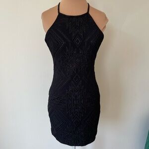 PARKER REVOLVE Black Jacquard Embellished Aztec Print Halter Jaden Mini Dress XS